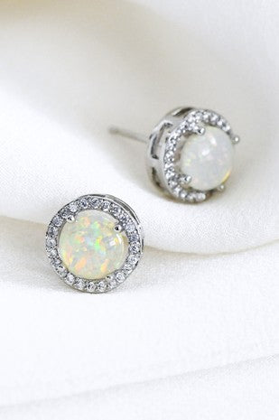 Dainty Opal Square Stud