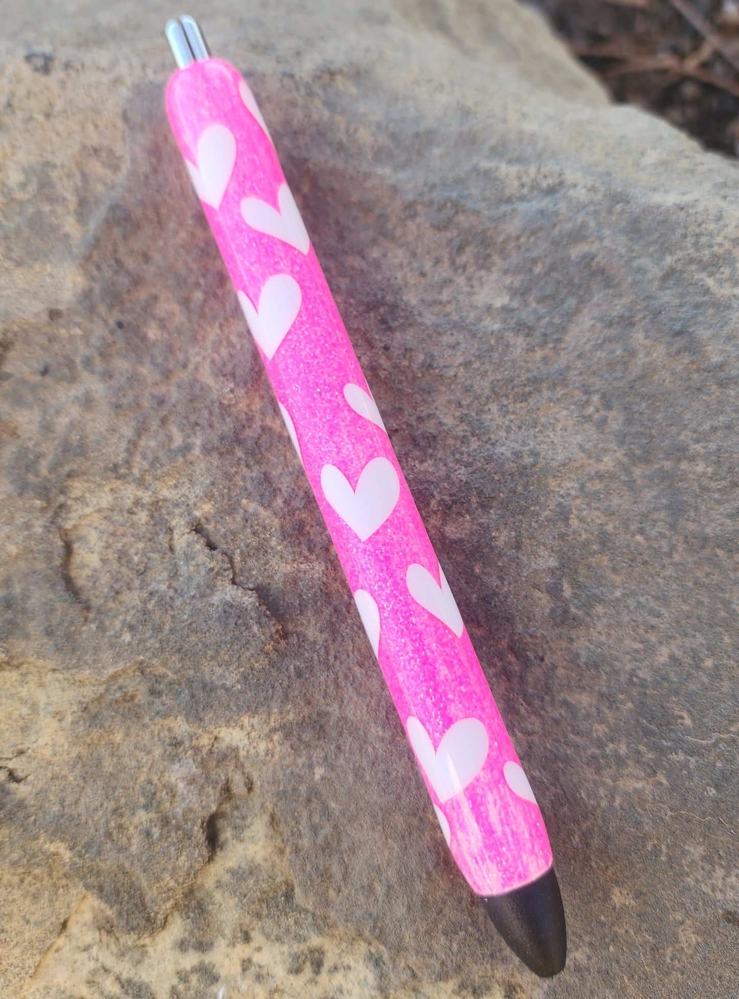 White Heart Glitter Pen