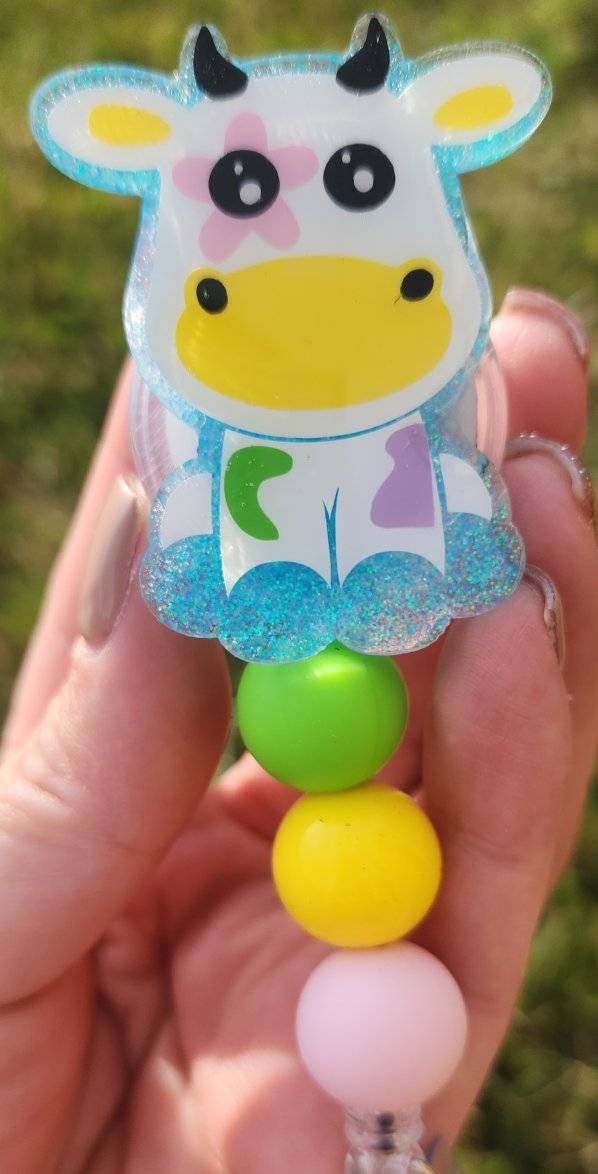 Spring Color Cow Badge Reel
