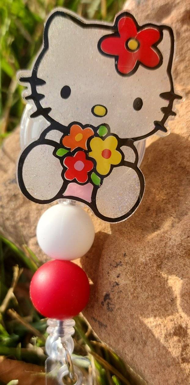 Flower Kitty Badge Reel