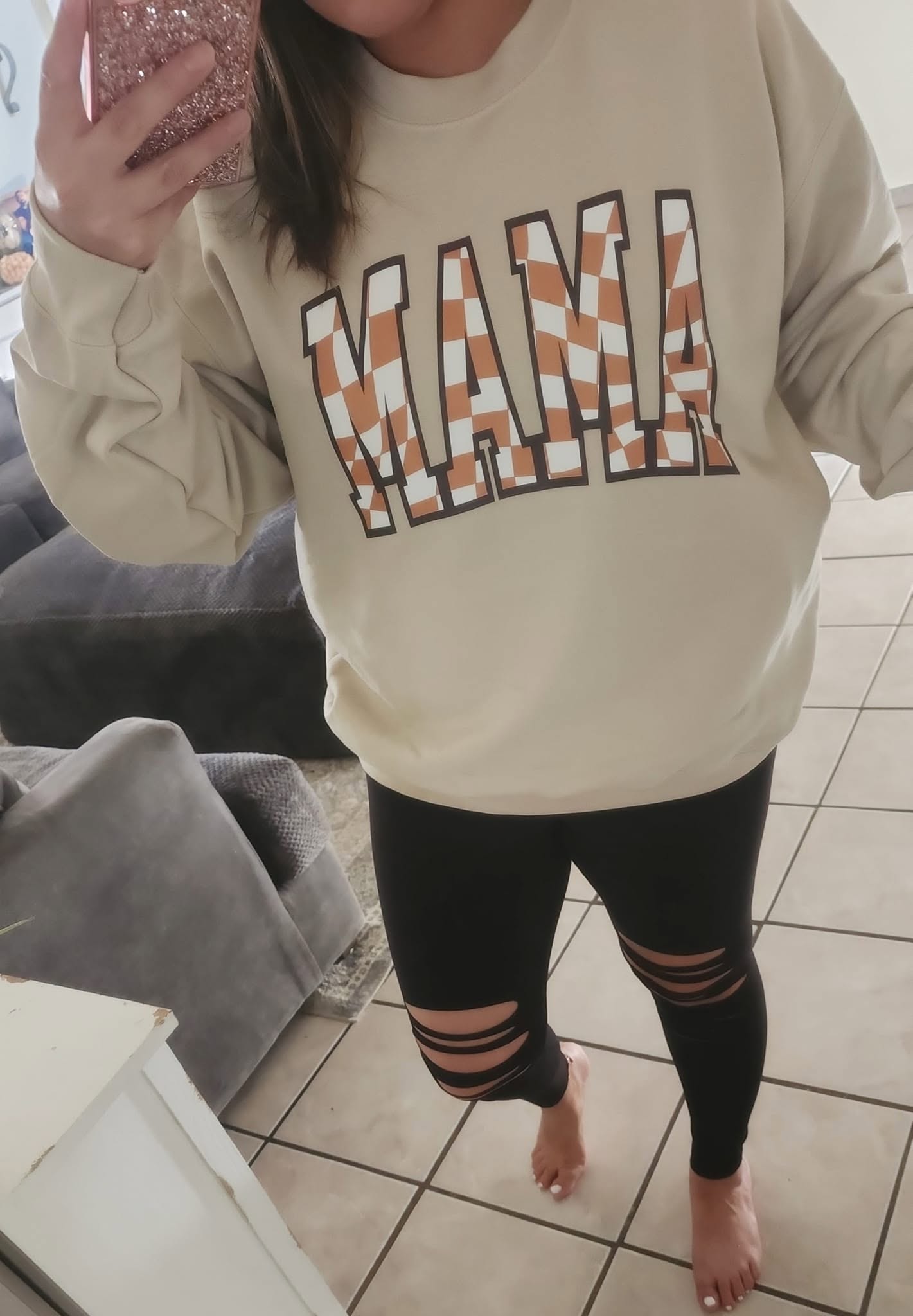 Brown Checkered MAMA