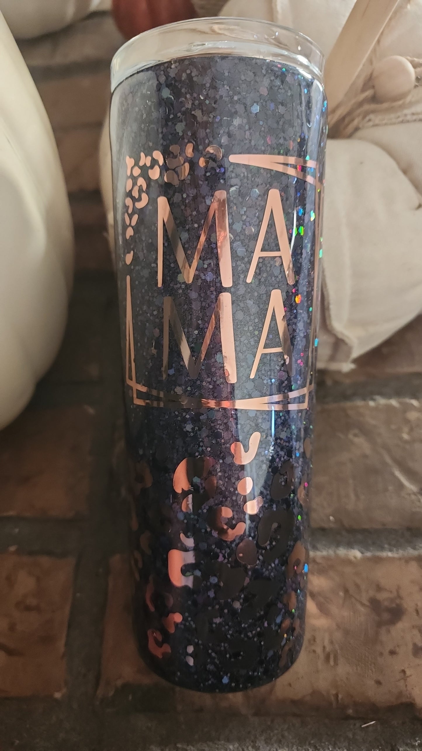 Rose Gold Mama Leopard Tumbler