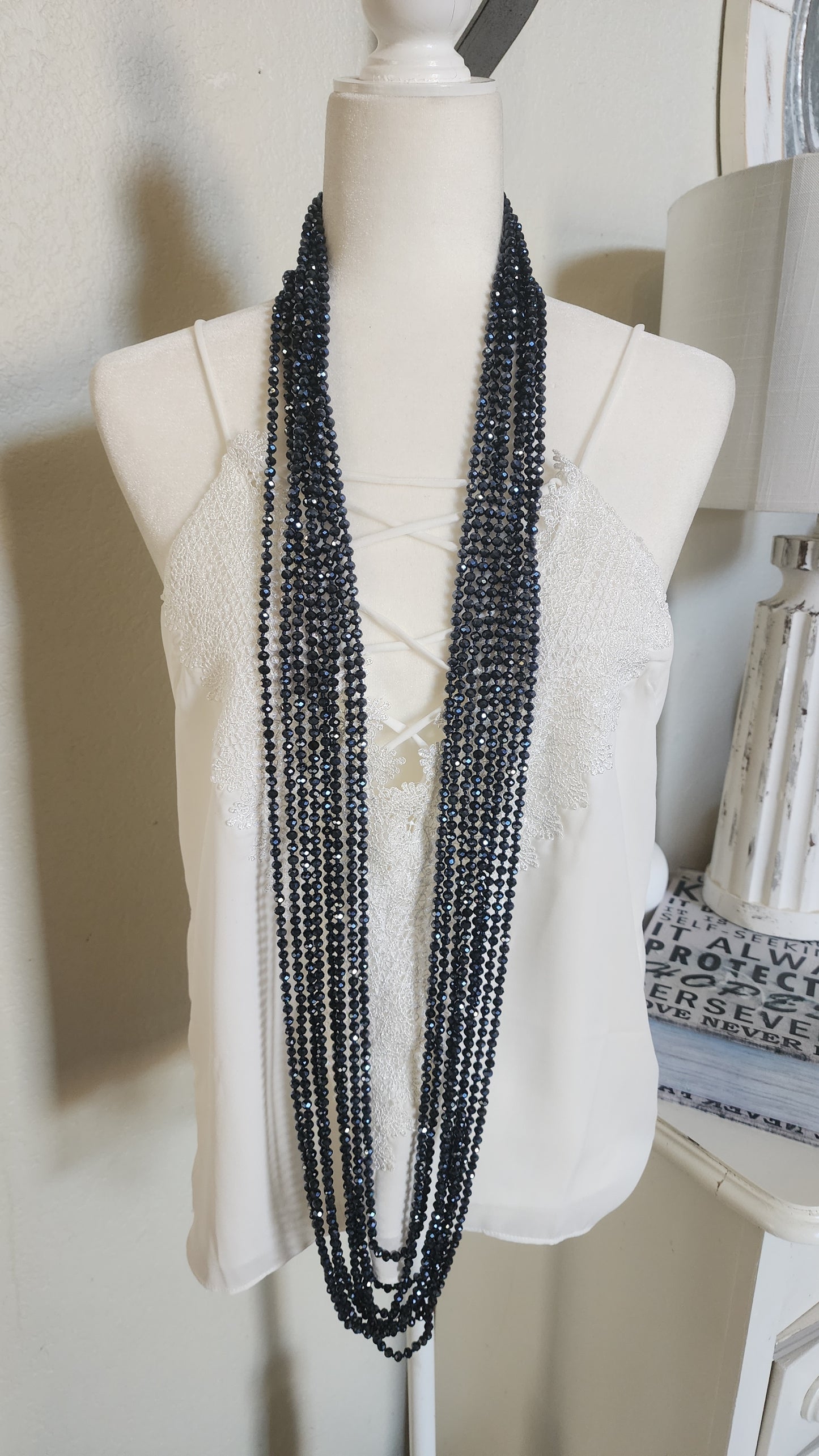 Navy Beaded Necklace