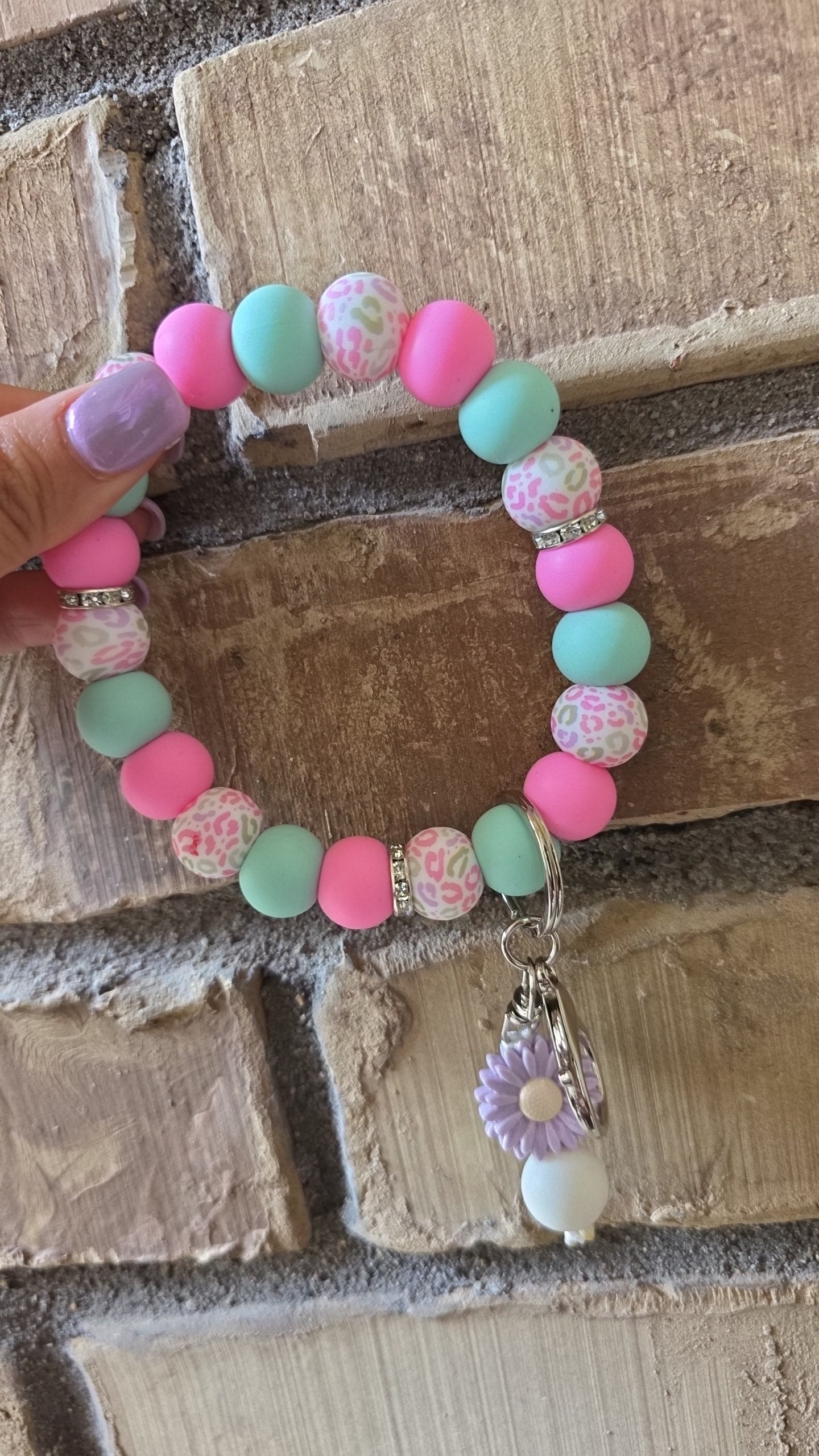Purple flower Wristlet