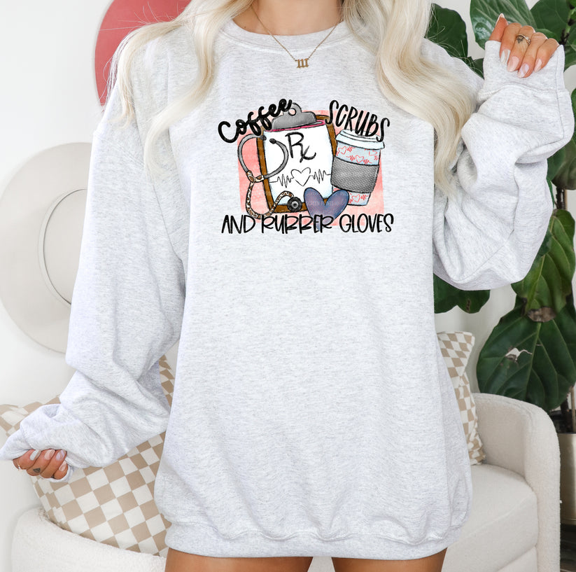 Coffee Scrubs Rubber Gloves Crewneck