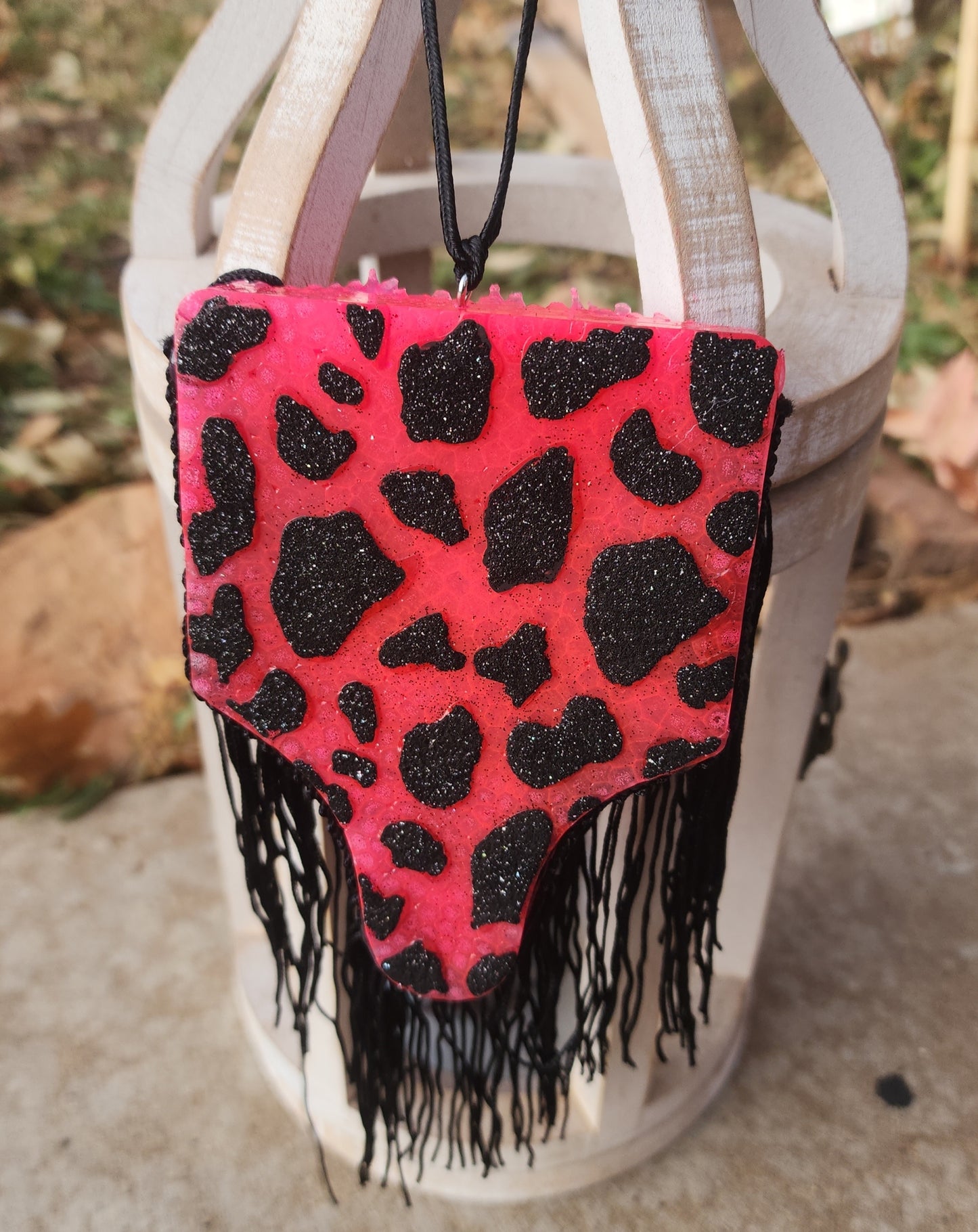 Pink Black CowTag Freshie cherry