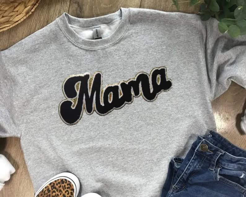patched Mama CrewNeck