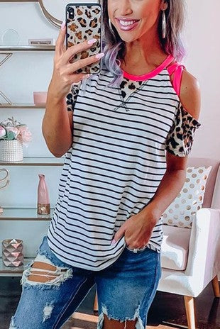 Cold Shoulder Printed Top