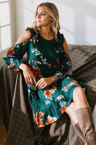 Cold shoulder floral dress