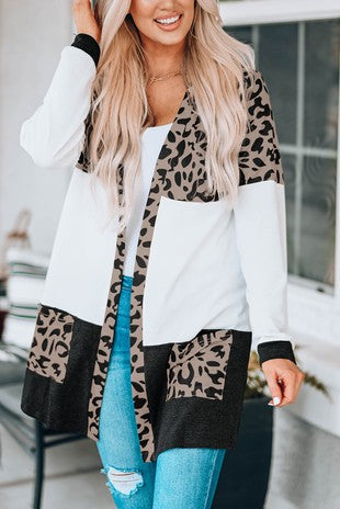 Color Block Leopard Cardigan