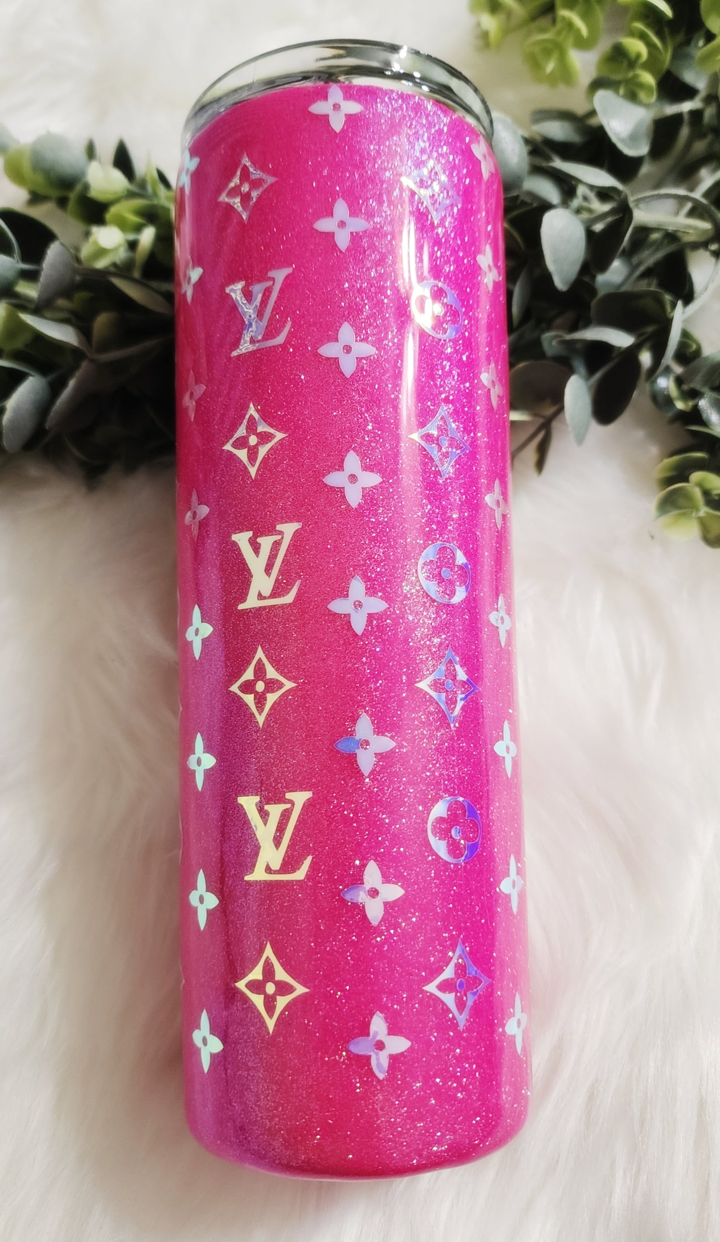 Printed Bright Pink 30oz skinny tumbler