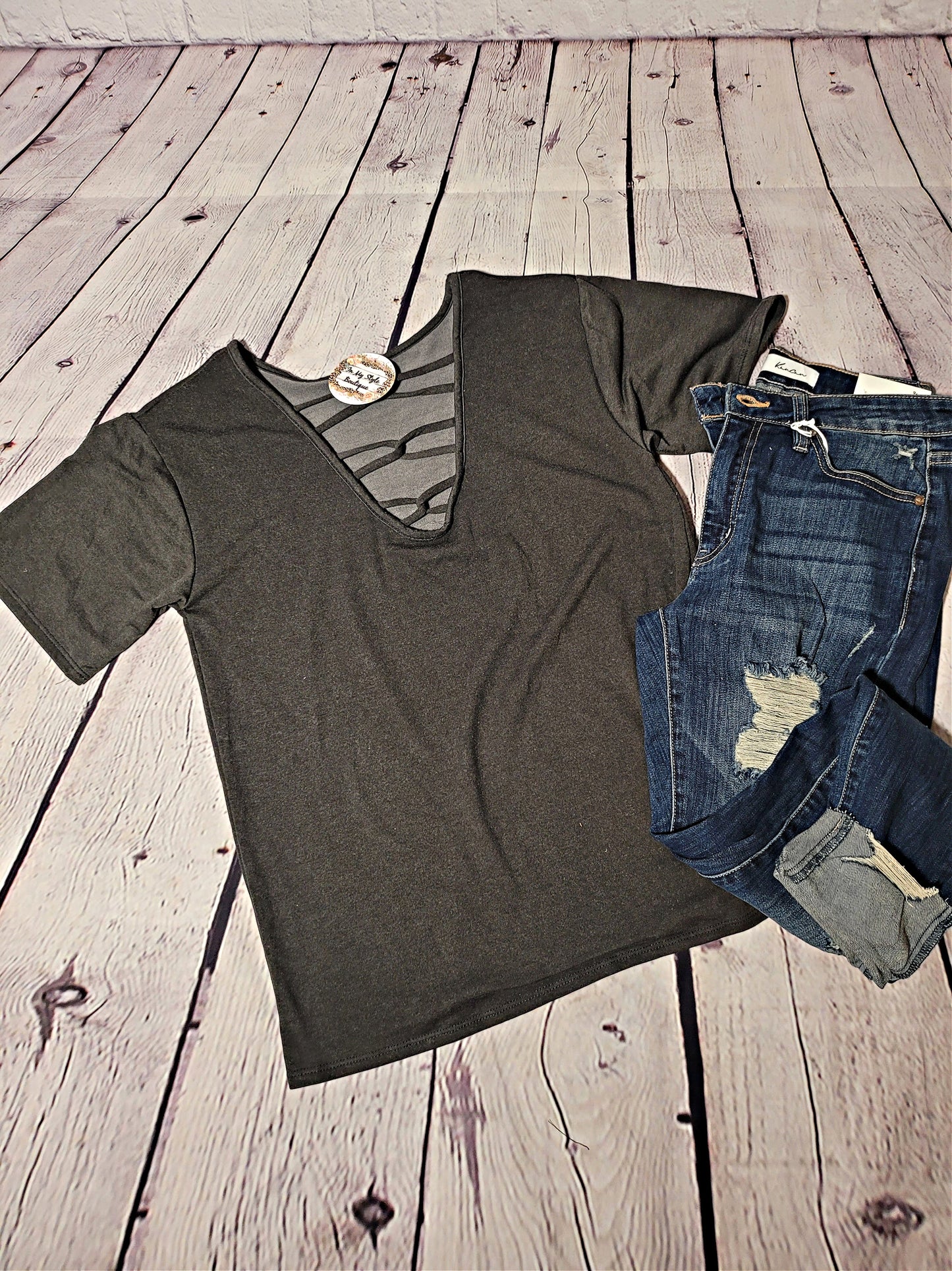 Charcoal Crisscrossed Neck