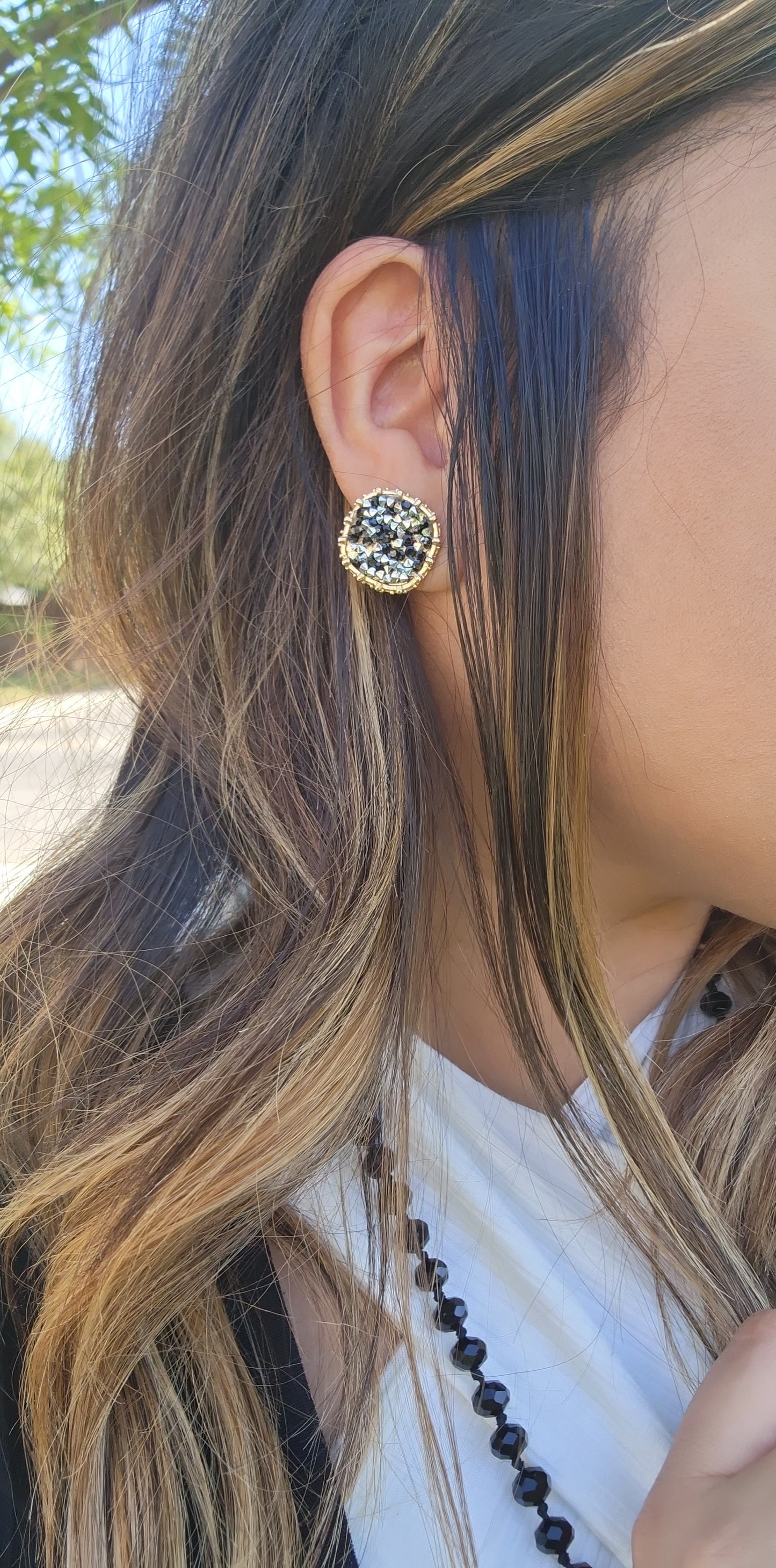 Black leopards large studs