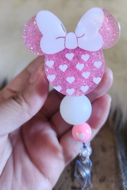 Hearts Mouse Valentine Badge Reel