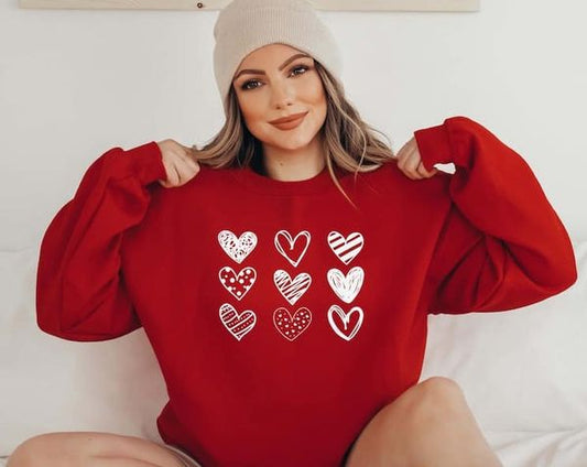 Multi Printed Heart Sweater