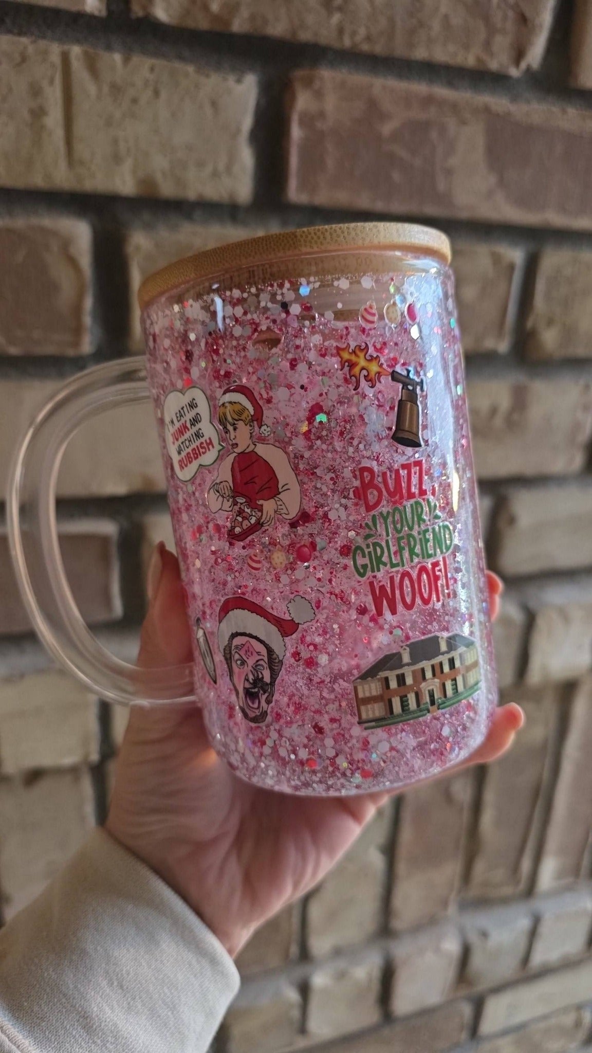 Red/ White snow globe cup