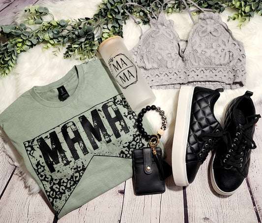 Sage Mama Leopard Tee