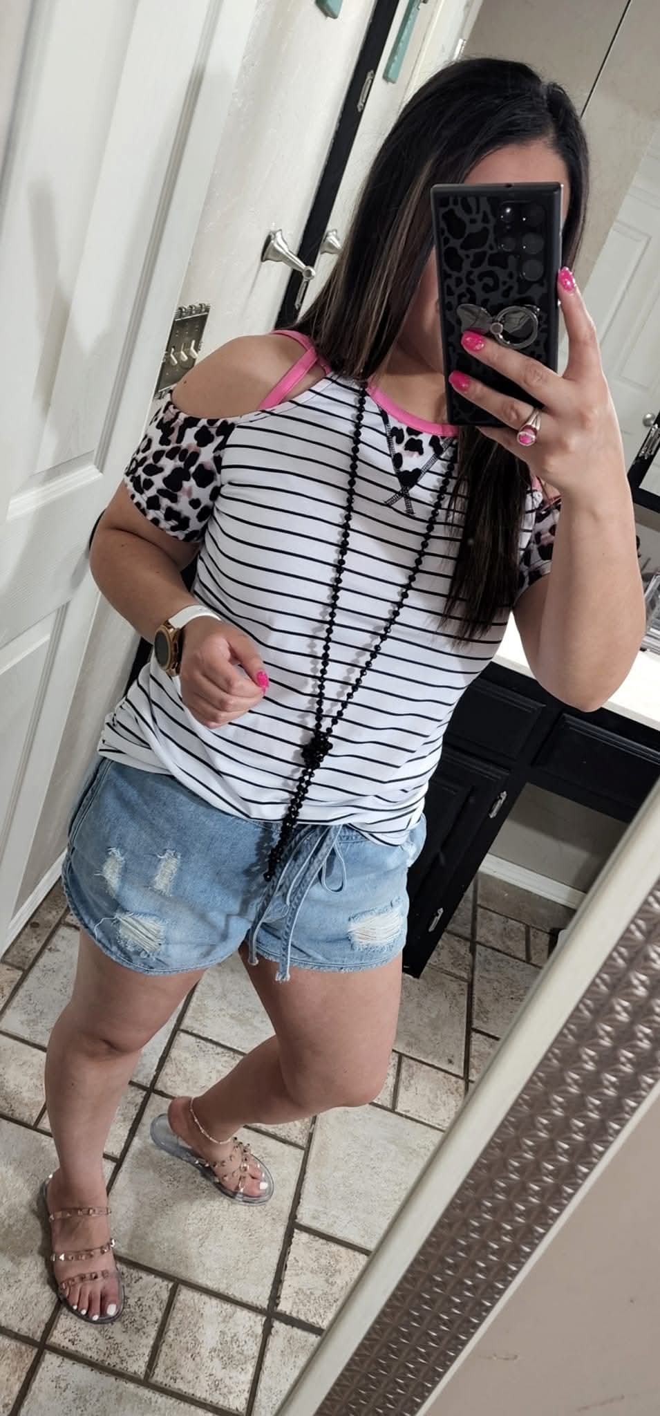 Cold Shoulder Printed Top