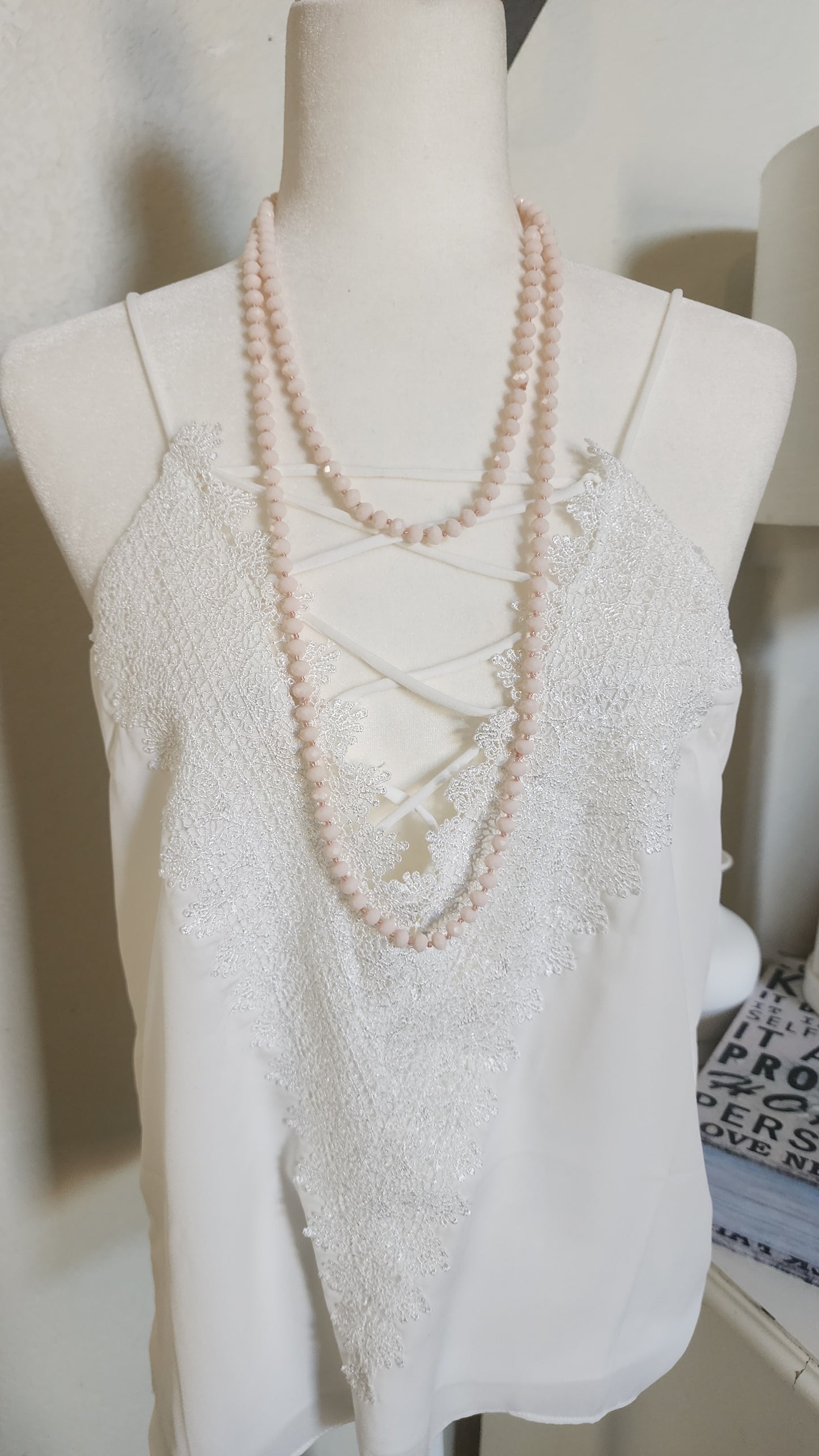 Peach Colored Beaded Necklace