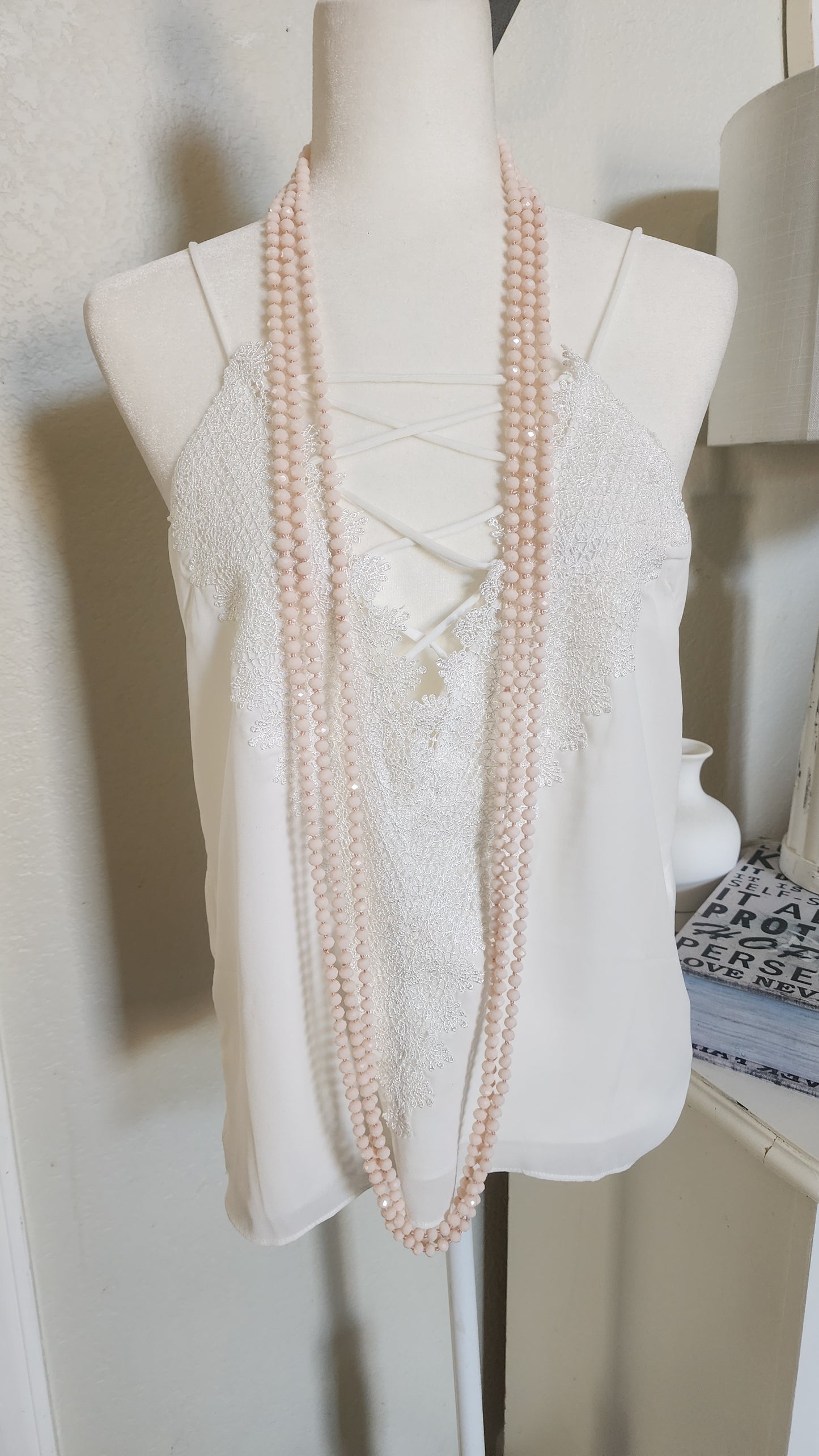 Peach Colored Beaded Necklace