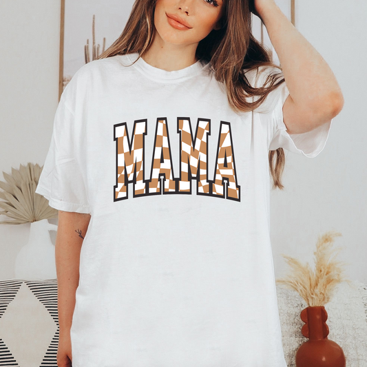 Brown Checkered Mama Tee