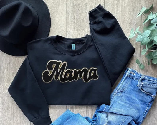 patched Mama CrewNeck