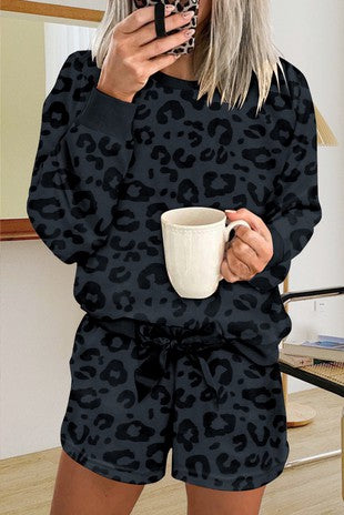 Black Pajama leopard set