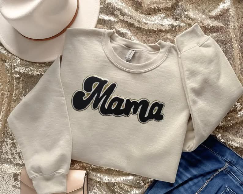 patched Mama CrewNeck