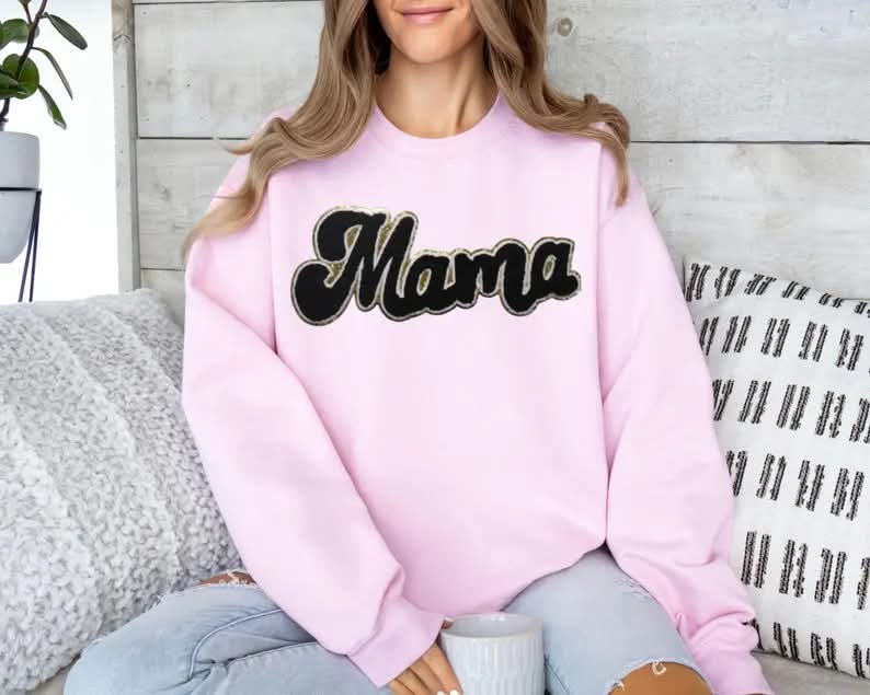 patched Mama CrewNeck