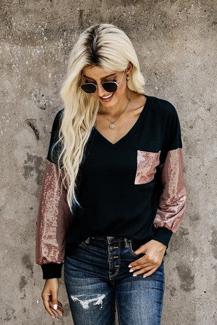 Rose Gold Sequin Sleeve