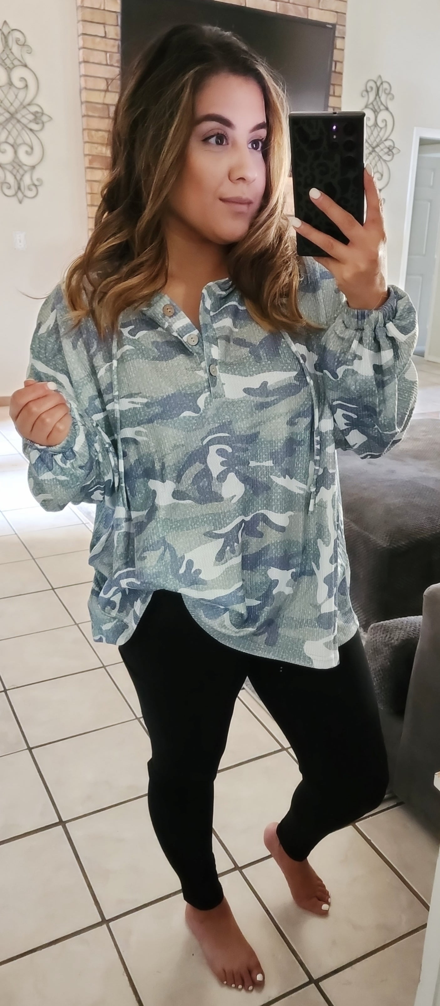 All over Hooded Camo Top