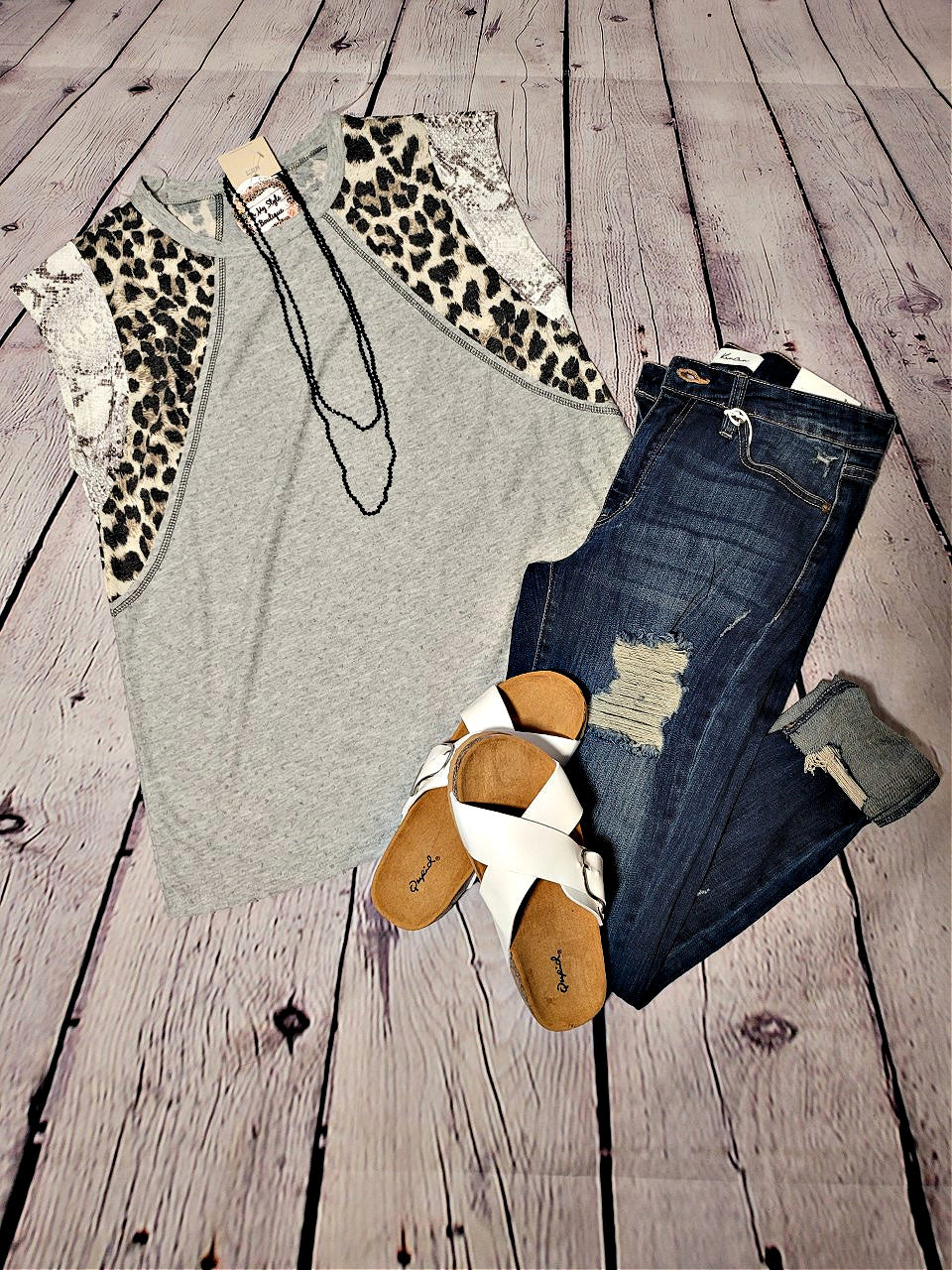 Double Printed Grey Top